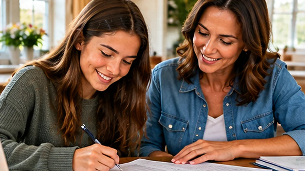Teen and parent preparing learner permit documents