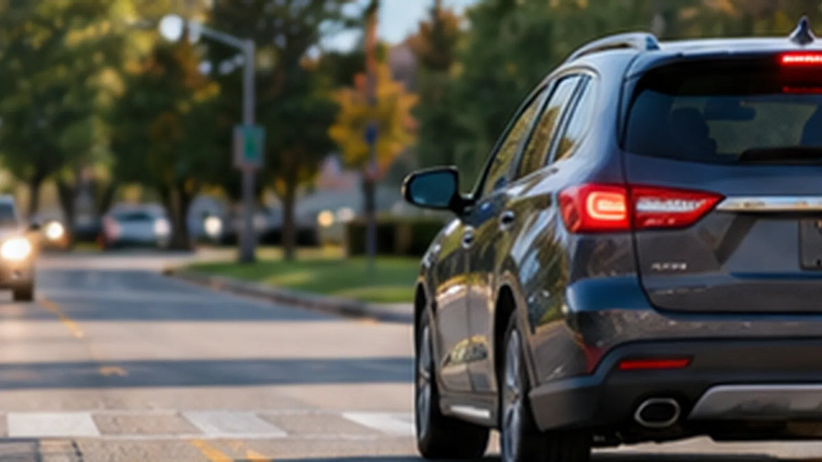 Vehicle stopping near an intersection stop sign during driving practice