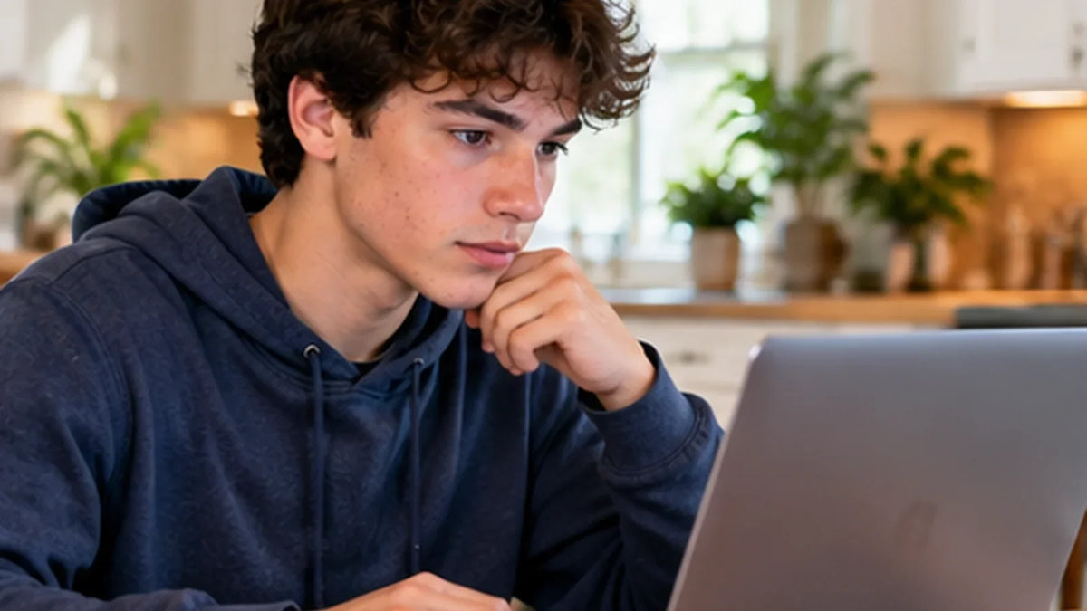 Student completing an online driver knowledge practice test