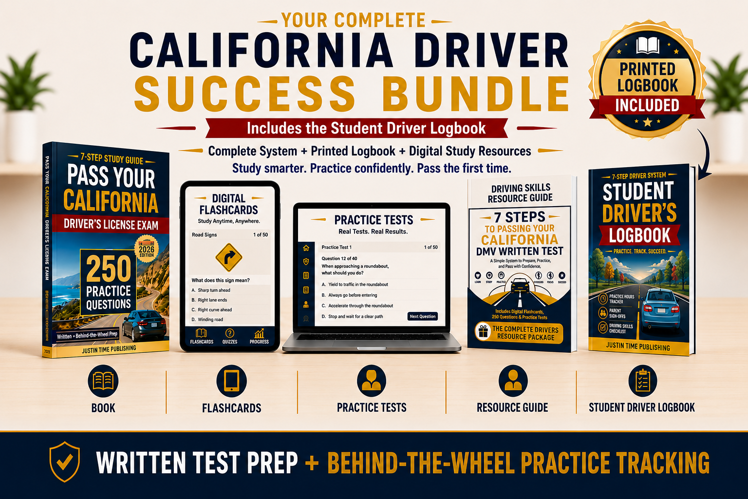 California Driver Success Bundle — Includes Complete System + Printed Student Driver Logbook (Best Value)