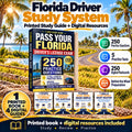 Florida Driver Study System with one printed study guide, four digital guides, 250 practice questions, five practice tests, 250 digital flashcards and behind-the-wheel preparation.