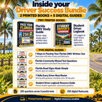 Florida Driver Success Bundle contents: two printed books, five digital guides, 250 questions across five practice tests and 250 digital flashcards.