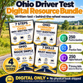 Ohio Driver Test Digital Resource Bundle with four digital guides, 250 practice questions, five practice tests, 250 digital flashcards and seven driving skills; digital only.