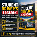 Student Driver Logbook printed 112-page paperback with bonus digital resource guide emailed after purchase