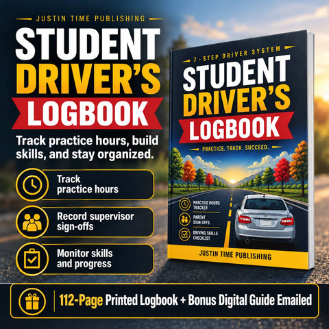 Student Driver Logbook printed 112-page paperback with bonus digital resource guide emailed after purchase