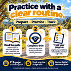 Student Driver Logbook practice routine: read guide, complete supervised driving and track hours and progress