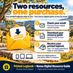 Student Driver Logbook printed book shipping and bonus digital PDF resource guide emailed after purchase